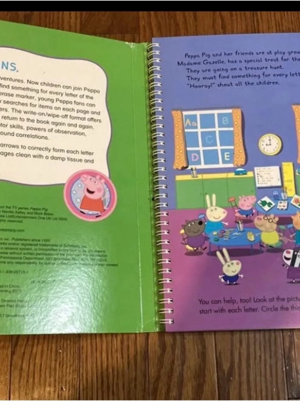 Peppa Pig ABC Adventure Wipe-Clean Storybook - Blue, Pink, Green, Yellow